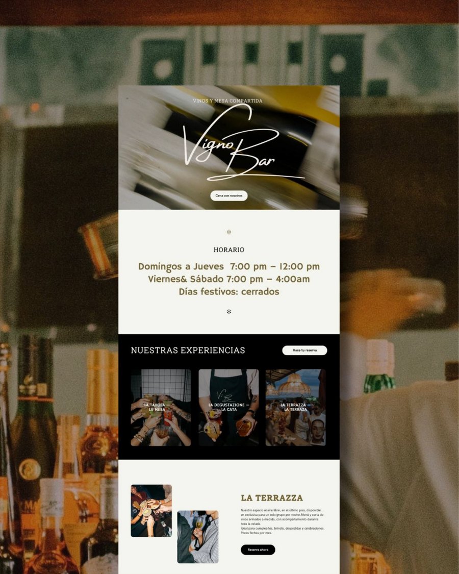 Sitio web de Vigno Bar diseñado por Studio Byluly