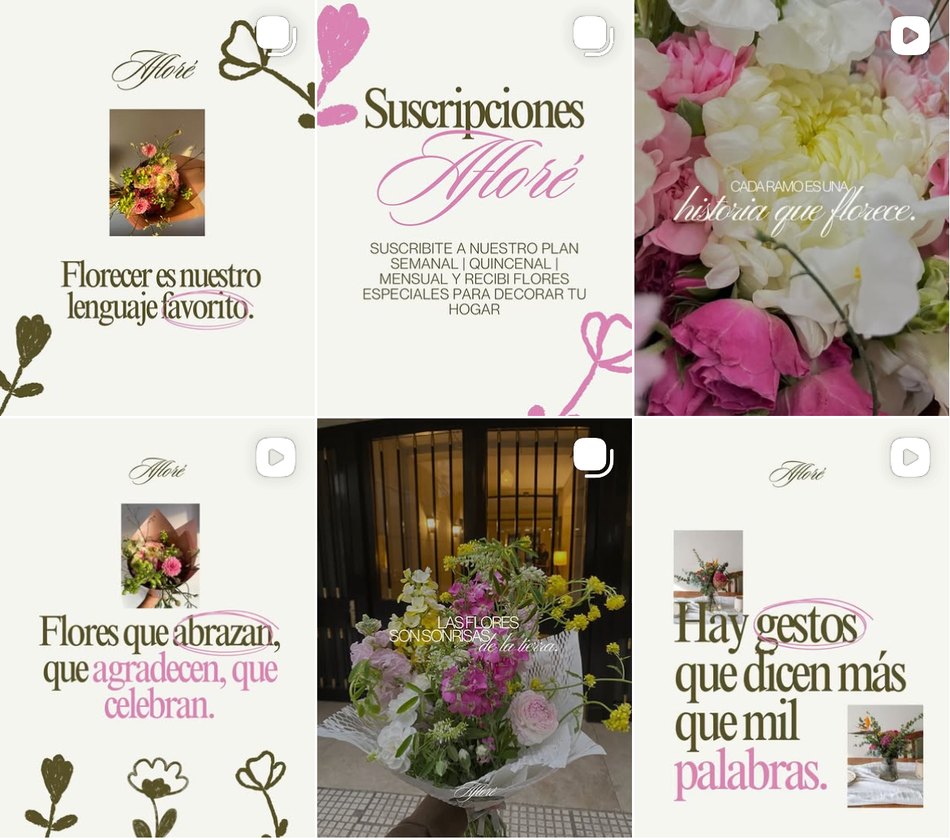 Feed de Instagram diseñado para Afloré