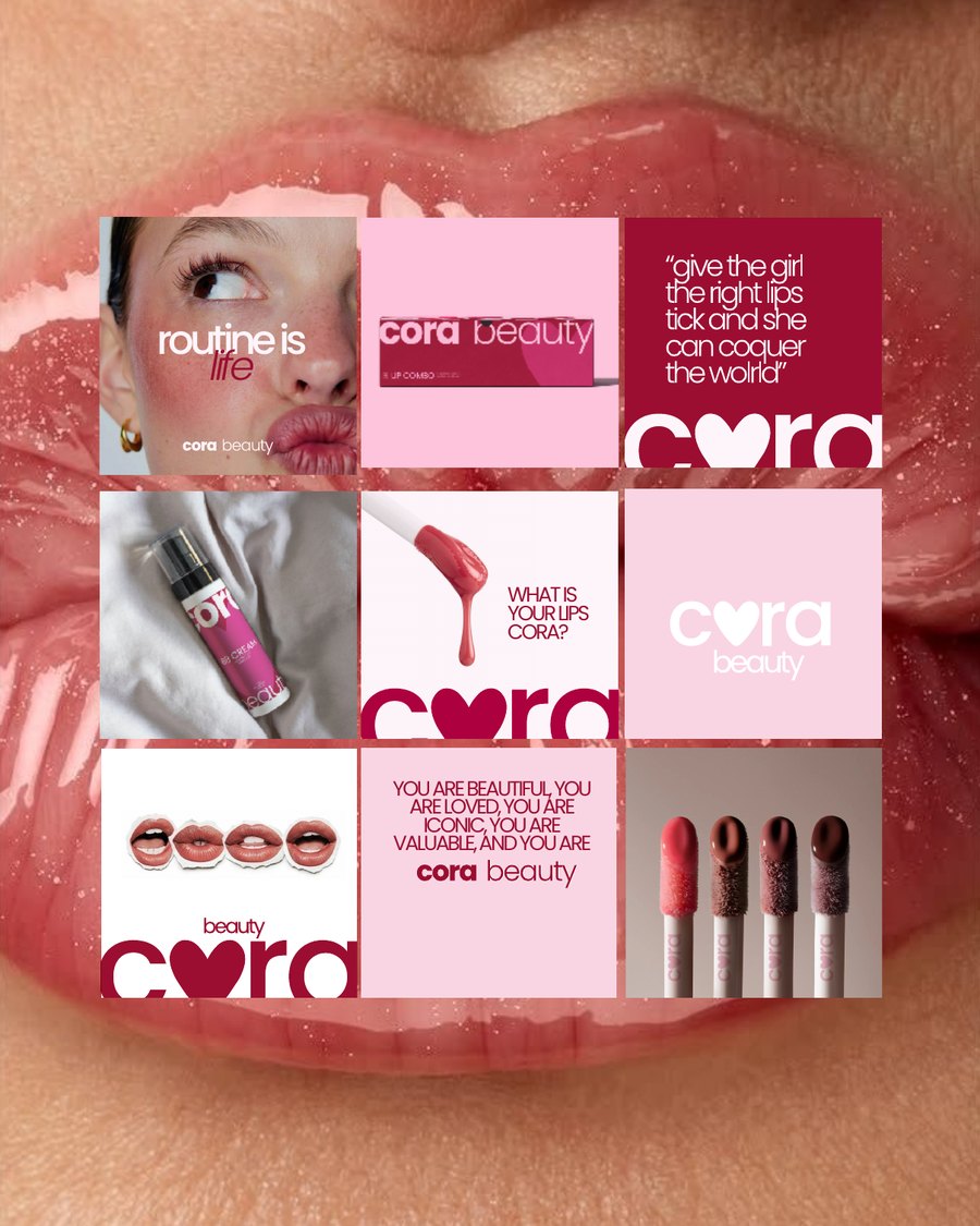 Grid de Instagram diseñado para Cora Beauty